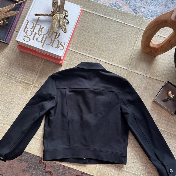 Theory Black Double Stretch Denim Jacket - Picture 4 of 7